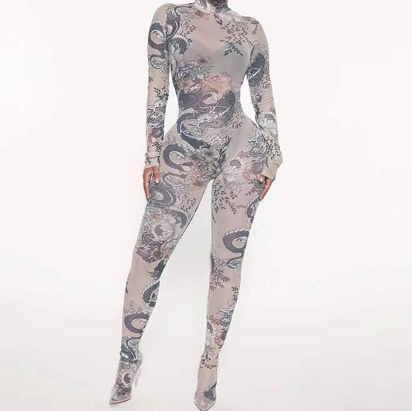 Tattoo mesh jumpsuit - Picture 1 of 7